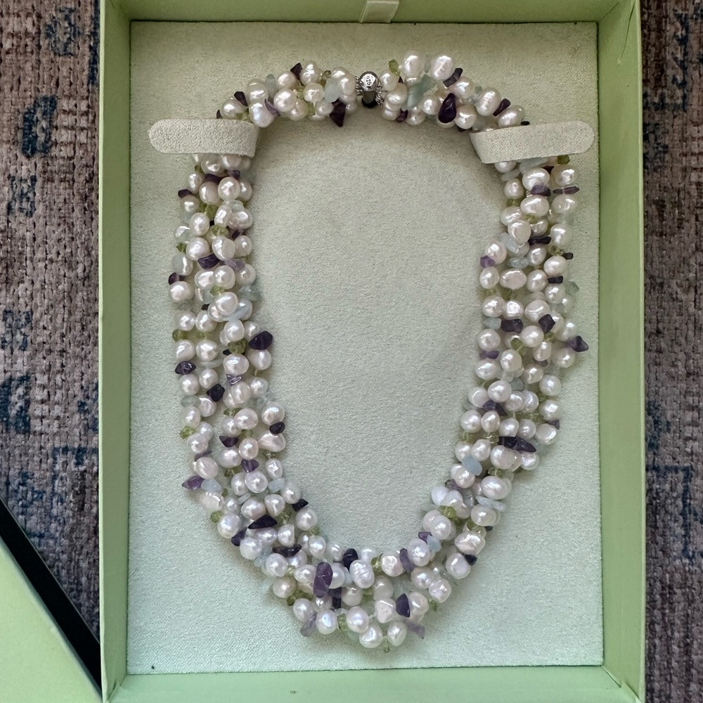 Ross-Simons Multicolored Pearl & Gemstone Torsade Necklace